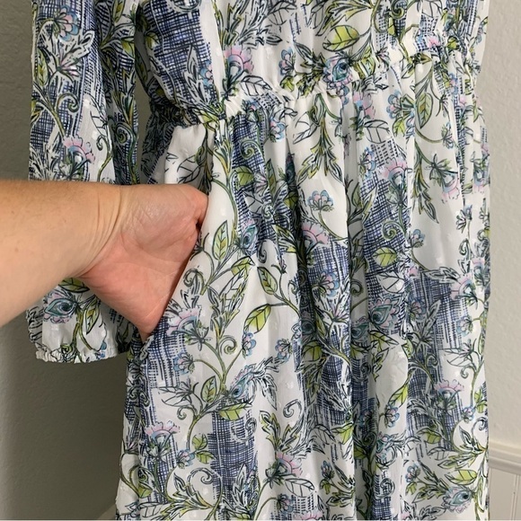 NWT Torrid Mini Clip Dot Front Keyhole Dress Floral Semi Sheer Sleeve Sz 1 - Picture 11 of 14